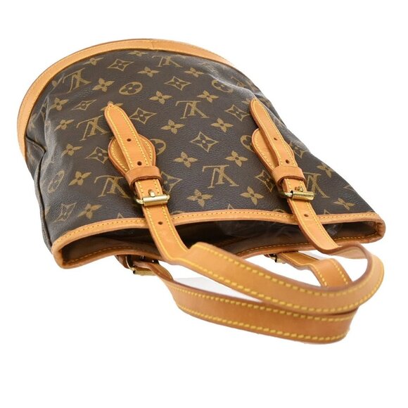 LOUIS VUITTON BUCKET PM Shoulder Tote Bag Monogram Leather Brown M42238 82EE587 - Picture 5 of 15